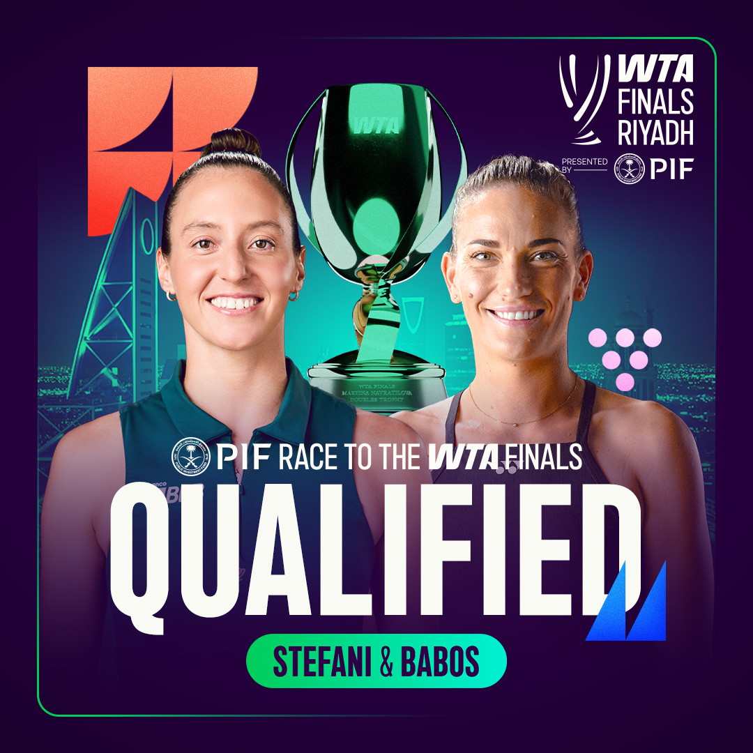 WTA's tweet image. Qualification confirmed ✅
Timea Babos and Luisa Stefani have locked in their qualification for the #WTAFinalsRiyadh through the PIF Race to the WTA Finals!
Four finals in 2025, including winning runs in Linz and Strasbourg, have ensured they’ll be on court to contest the WTA…