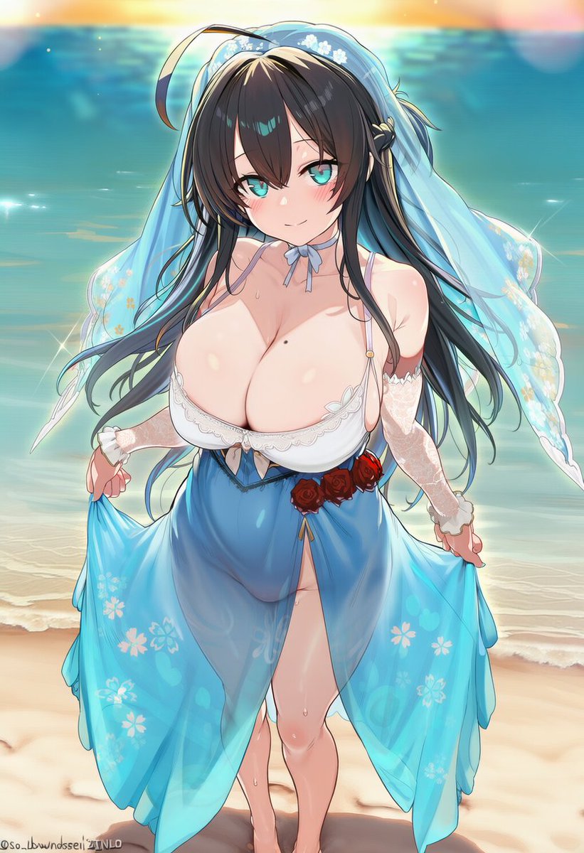 よその娘です、お借りしました。
村雨ユイ@M21685004さんの秋乃夜 詩衣ちゃんです。流れに乗り遅れた感はありますが、水着を見たらつい着てほしくなったので。
幸せな結婚式上げて欲しいという願望。 