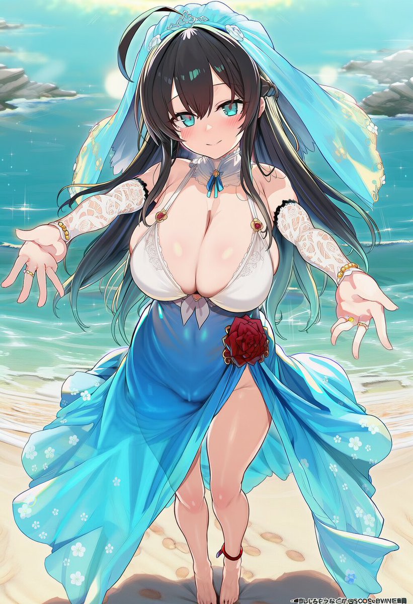 よその娘です、お借りしました。
村雨ユイ@M21685004さんの秋乃夜 詩衣ちゃんです。流れに乗り遅れた感はありますが、水着を見たらつい着てほしくなったので。
幸せな結婚式上げて欲しいという願望。 