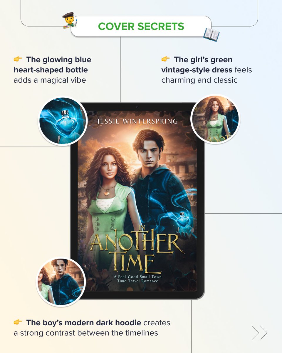miblart's tweet image. We’ve just wrapped up this stunning new #bookcover! In Another Time by Jessie Winterspring takes you on a heartfelt journey where love and destiny intertwine across decades. Explore the #coverdesign up close below!