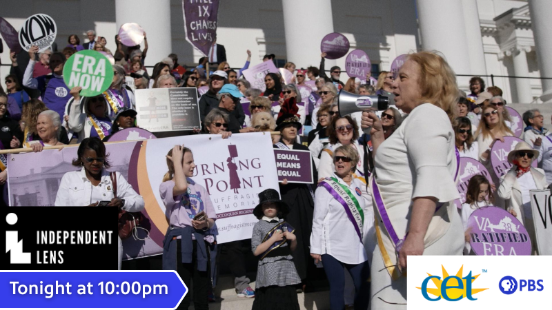 Trace the legal, political, and deeply personal fight to enshrine gender equality in the U.S on Independent Lens: Ratified tonight at 10pm on CET, the station livestream, or the PBS App - watch a preview: watch.cetconnect.org/video/trailer-… #pbs #independentlens #era