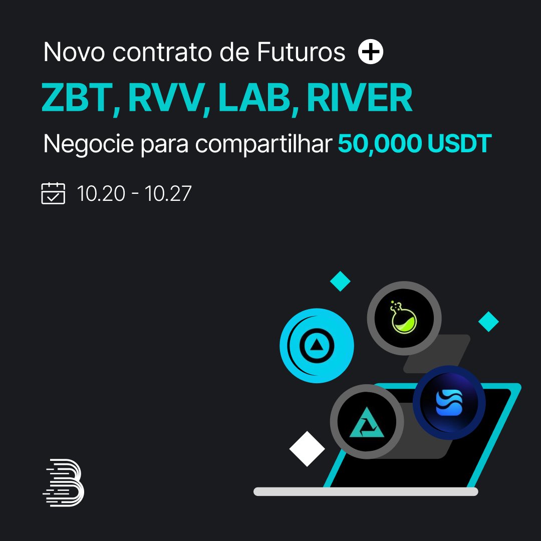 🚀 Nova Listagem em Futuros: $ZBT, $RVV, $LAB e $RIVER 🥳

Para comemorar o lançamento dos contratos futuros de ZBTUSDT, RVVUSDT, LABUSDT e RIVERUSDT, a BitMart está lançando um evento por tempo limitado! Participe agora para ter a chance de dividir um prêmio total de 50.000