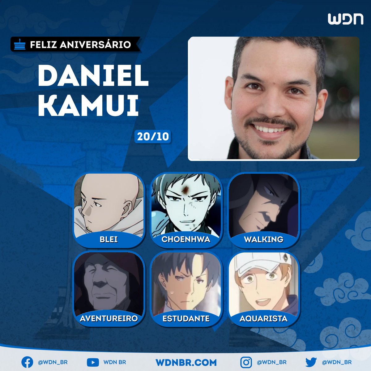 Voz do Blei em Frieren e a Jornada para o Além e do Choenhwa em Tower of God, hoje é aniversário do excelente dublador Daniel Kamui! Desejamos um dia cheio de comemorações e inúmeras realizações para esse ótimo ator de voz! 🎉🥳🎁🎊