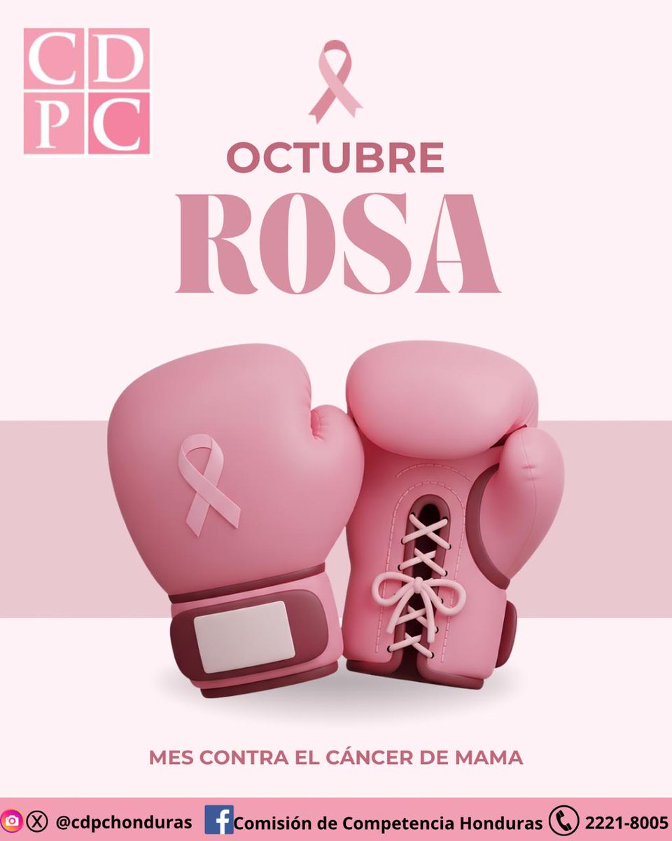 🎀 𝐎𝐜𝐭𝐮𝐛𝐫𝐞: 𝐌𝐞𝐬 𝐑𝐨𝐬𝐚 🎀

𝐋𝐚 𝐂𝐨𝐦𝐢𝐬𝐢𝐨́𝐧 𝐩𝐚𝐫𝐚 𝐥𝐚 𝐃𝐞𝐟𝐞𝐧𝐬𝐚 𝐲 𝐏𝐫𝐨𝐦𝐨𝐜𝐢𝐨́𝐧 𝐝𝐞 𝐥𝐚 𝐂𝐨𝐦𝐩𝐞𝐭𝐞𝐧𝐜𝐢𝐚(𝐂𝐃𝐏𝐂) 𝐬𝐞 𝐮𝐧𝐞 𝐚 𝐥𝐚 𝐥𝐮𝐜𝐡𝐚 𝐜𝐨𝐧𝐭𝐫𝐚 𝐞𝐥 𝐜𝐚́𝐧𝐜𝐞𝐫 𝐝𝐞 𝐦𝐚𝐦𝐚.

El mes rosa es el mes de sensibilización
