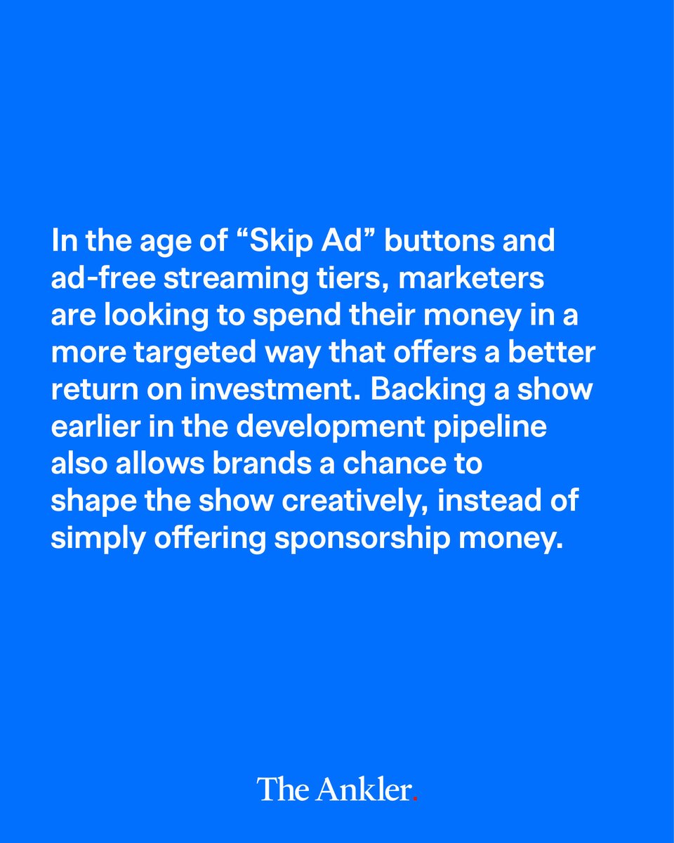 TheAnkler's tweet image. What was once “icky” is now essential.
@elainelow reports how producers from Hello Sunshine to Hartbeat are using brand dollars to get shows made and how buyers’ attitudes have shifted “night and day” theankler.com/p/ad-money-ent…