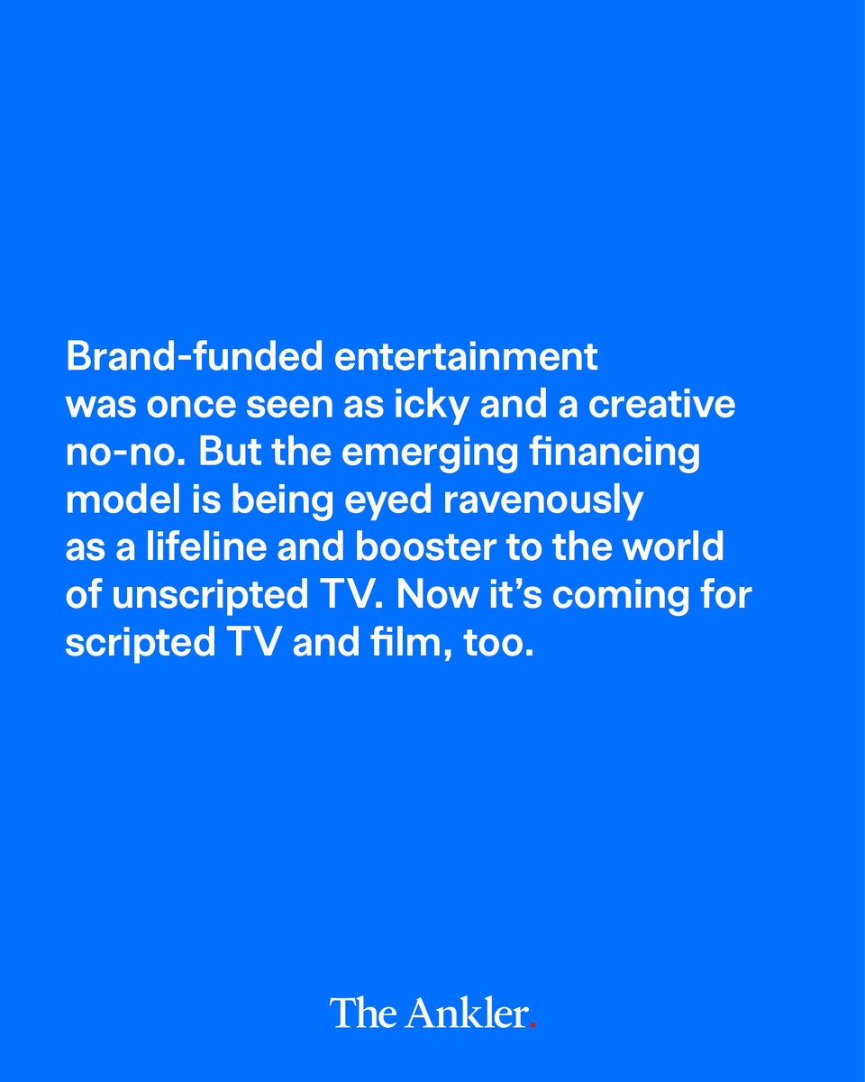 TheAnkler's tweet image. What was once “icky” is now essential.
@elainelow reports how producers from Hello Sunshine to Hartbeat are using brand dollars to get shows made and how buyers’ attitudes have shifted “night and day” theankler.com/p/ad-money-ent…