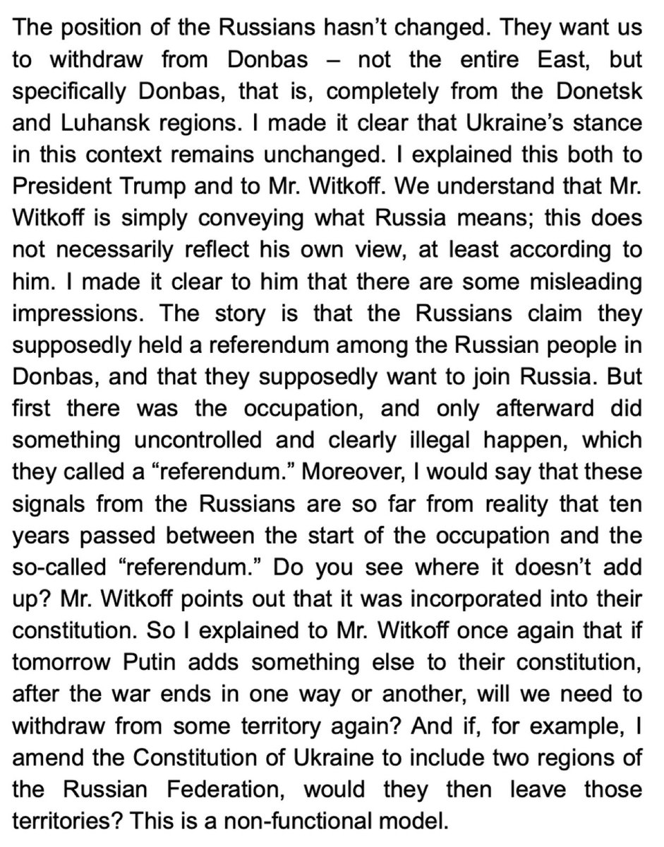 This is Zelenskyy’s frank reporting of what went on in his last WH meeting. I believe him. Based on this, we know the Trump Regime is taking the U.S. down the wrong road. We can deal with ‘why ?’ later. For now, all that matters is that we’re on the wrong road. Speak out !