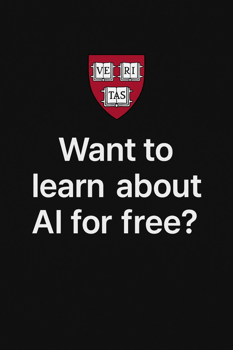 LawrenceNg119's tweet image. Harvard University offers several free courses on Artificial Intelligence perfect for anyone looking to upskill in 2025
Here is 6 free courses👇