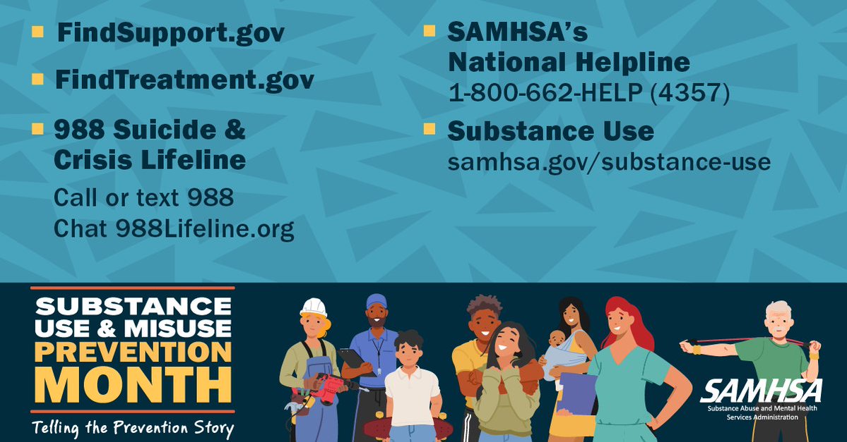 Substance use disorders affect people from all walks of life. Prevention can stop problems before they start. Find help: samhsa.gov/find-help #SubstanceUseAndMisusePreventionMonth #PreventionMonth #MyPreventionStory