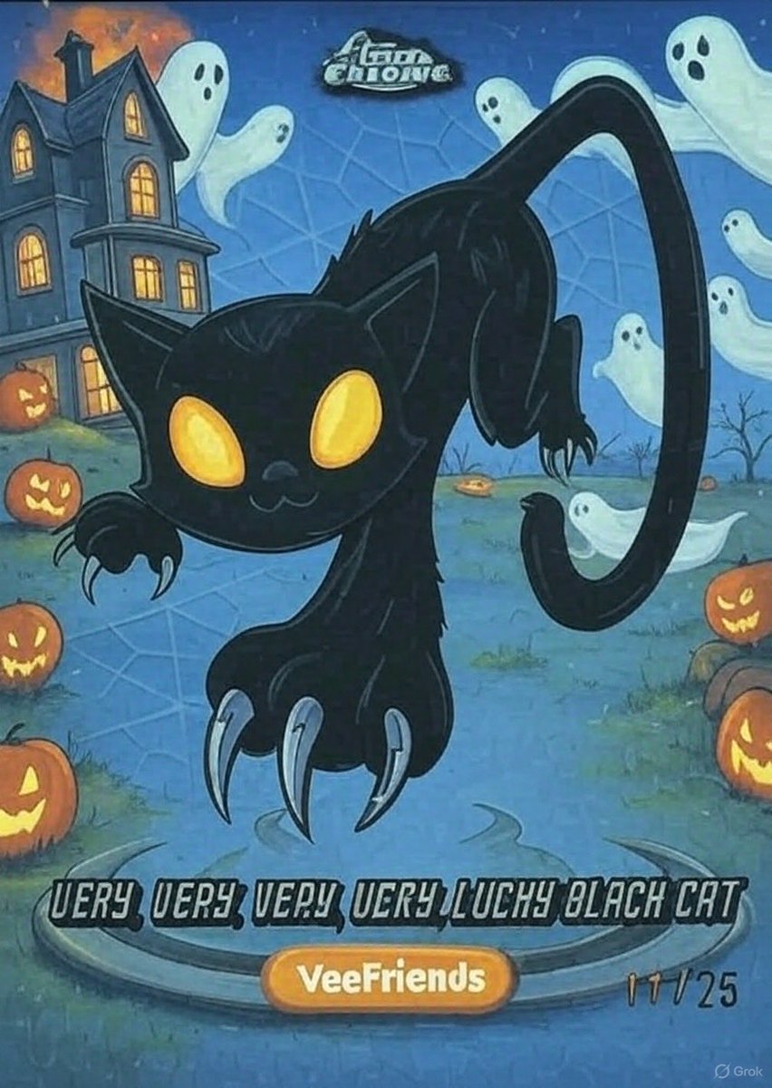 Two HUGE announcements coming on Halloween!!!

For most who know me on here, my <a href="/veefriends/">VeeFriends</a> MikeJY X account story started with 2 black cats, and now we will make HISTORY on 10/31 with 2 MAJOR announcements!

Side note: Shoutout <a href="/djcoffman/">D.J. Coffman</a> for the top rendition of the cat

💛🐈‍⬛