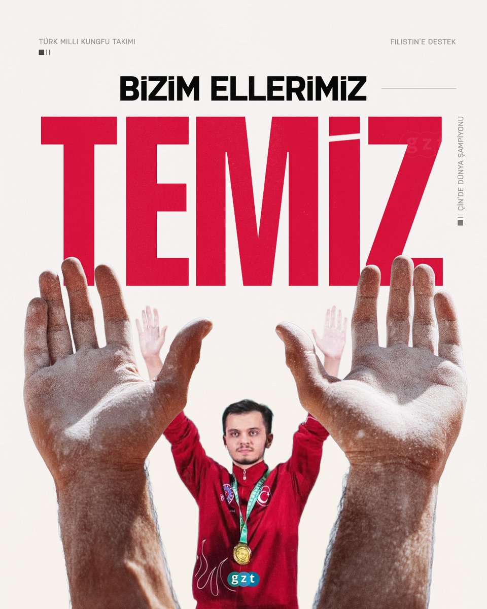 🇹🇷Milli Kung Fu Takımı, Çin'de dünya şampiyonu oldu

📌Takım kaptanı Necmettin Erbakan Akyüz, organizasyon komitesinin tüm ülkelere bayrak açmayı yasaklaması üzerine, ellerini beyaza boyayarak kürsüye çıktı

📌Akyüz, “Bizim ellerimiz temiz” mesajını vererek, hem kendi takımının