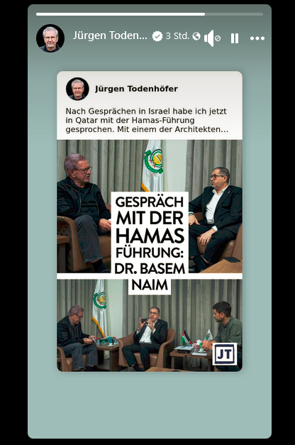 Während Jürgen Todenhöfer in Katar mit der Hamas spricht (facebook.com/stories/168256…) wurde er in München von der Polizei verhaftet (telegraph.co.uk/world-news/202…)
Noch alles klar, @derJamesjackson ?
<a href="/Telegraph/">The Telegraph</a>