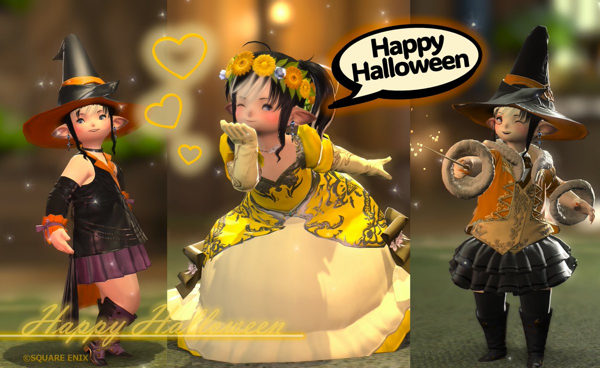 「おはララ！」
Happy Halloweeeeeen！
インフィニティさんのファッションショーで披露した衣装のSSまとめ📷
男性キャラも着れるハロコス🎃
合同FCイベやりたいね(*´▽｀*)
#おはララ #ララフェル 
#FCinfinity #Daikiti_FF14