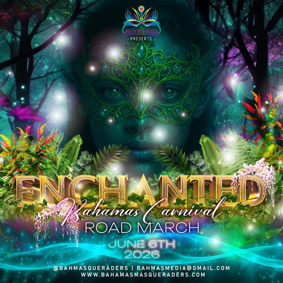 BahMasqueraders's tweet image. 🌙✨ Step into the Magic… ✨🌙
This Carnival, the Bahamas Masqueraders invite you to journey beyond the veil — into a realm where mystical beings roam and the forest awakens under moonlight.