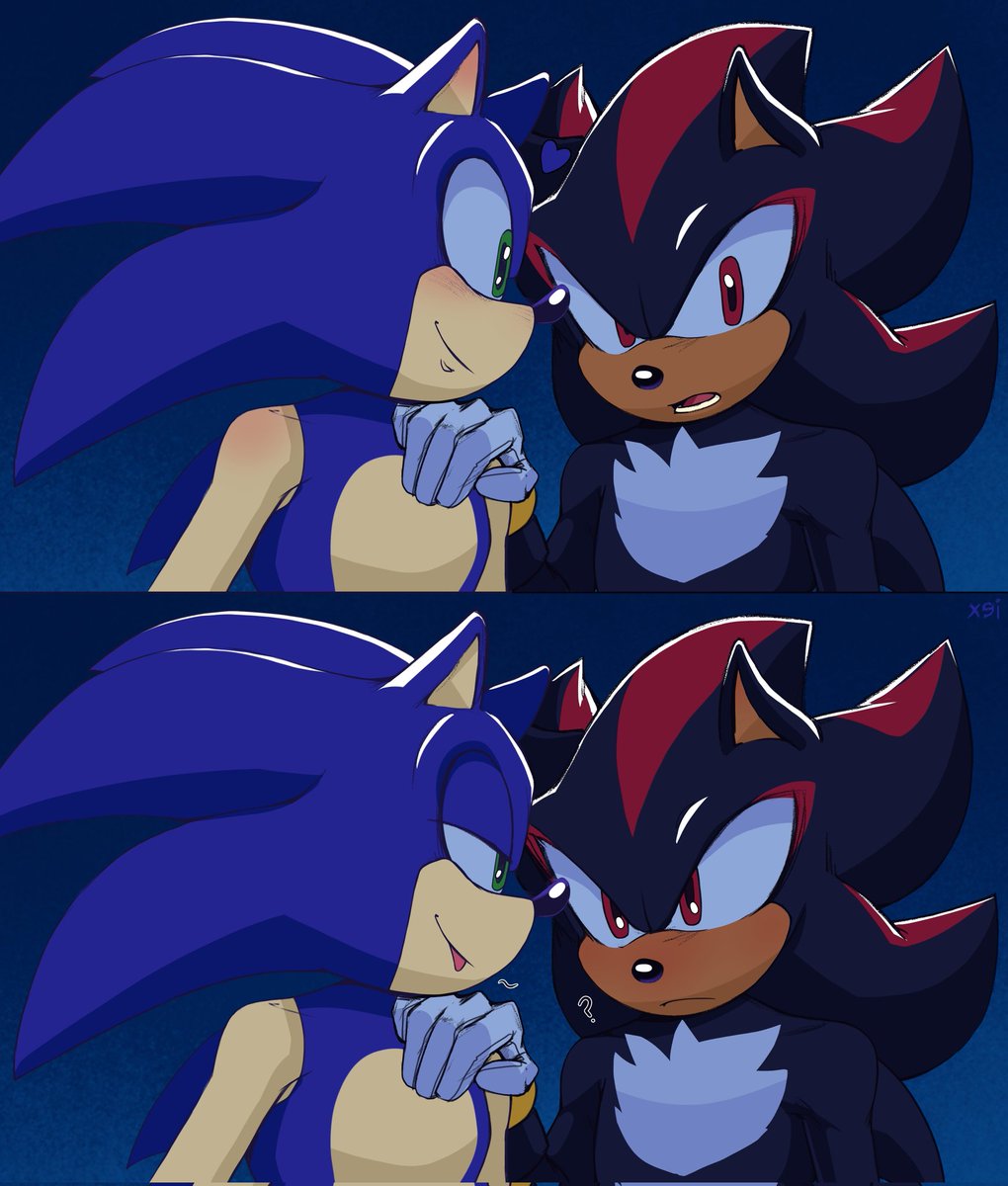 My new headcanon is that Sonic secretly stares at Shadow like the Chao does 🤭

#Sonadow