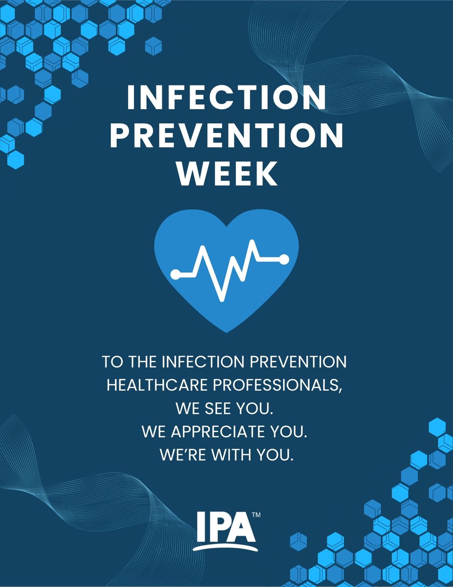 think_ipa's tweet image. While International Infection Prevention Week wrapped up yesterday, the work never does.
Today we’re extending a big thank-you to the Infection Prevention professionals who safeguard patients, staff, and communities every day.
We see you. We appreciate you. We’re with you.
— IPA