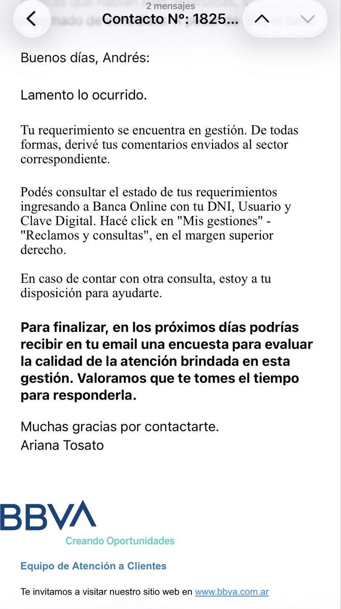 AndresFV85's tweet photo. Actualización:
Desde mi última publicación no recibí ninguna novedad de @bbva_argentina.
El reclamo sigue “en gestión”, desde marzo sin respuesta concreta ni devolución de los consumos fraudulentos.

#BBVA #Visa #Mastercard #BCRA #FraudeBancario #DefensaDelConsumidor https://t.co/EtSEUSLh9S