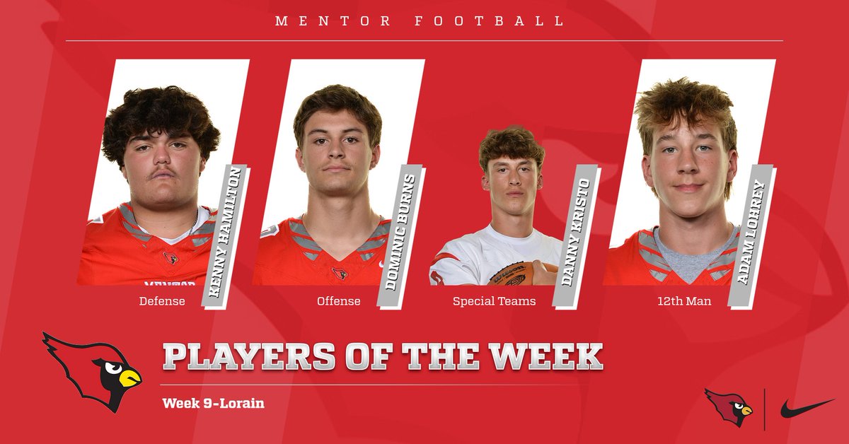 Coach_MattGray's tweet image. Congratulations to our Players of the Week for our Week 9 game against Lorain:   
Defense: Kenny Hamilton
Offense: Dominic Burns
Special Teams: Danny Kristo
12th Man:  Adam Lohrey
#onceacard
