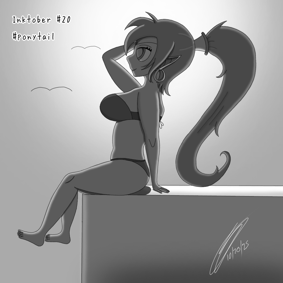 Sparrow9642's tweet image. #Inktober2025day20 #Ponytail #Shantae #animefanart #Nintendo 

Inktober2025 #20