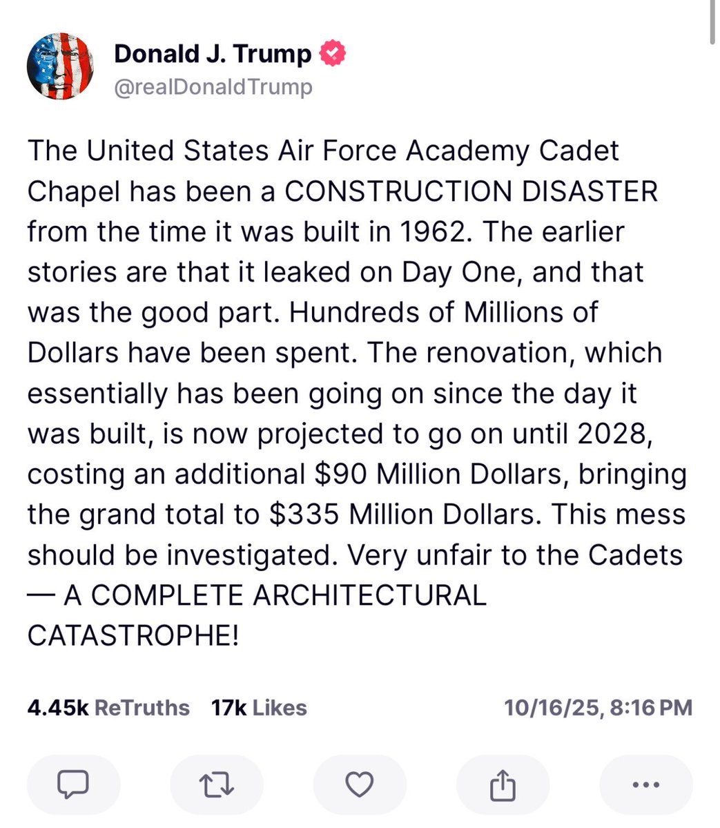 At this pace, the USAFA Cadet Chapel could have been completely rebuilt from scratch.  5 graduating classes will never see their alma mater’s chapel if this is not expedited!