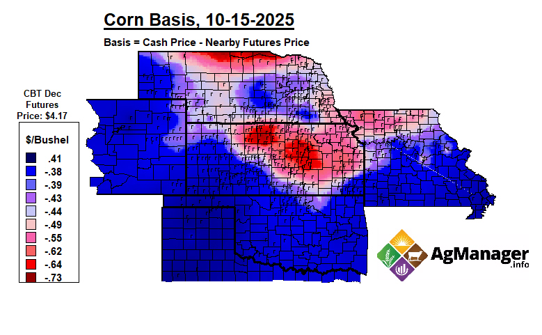 ramsey_bill's tweet photo. Corn Basis Oct. 15, 2025 https://t.co/swscrSnmmV