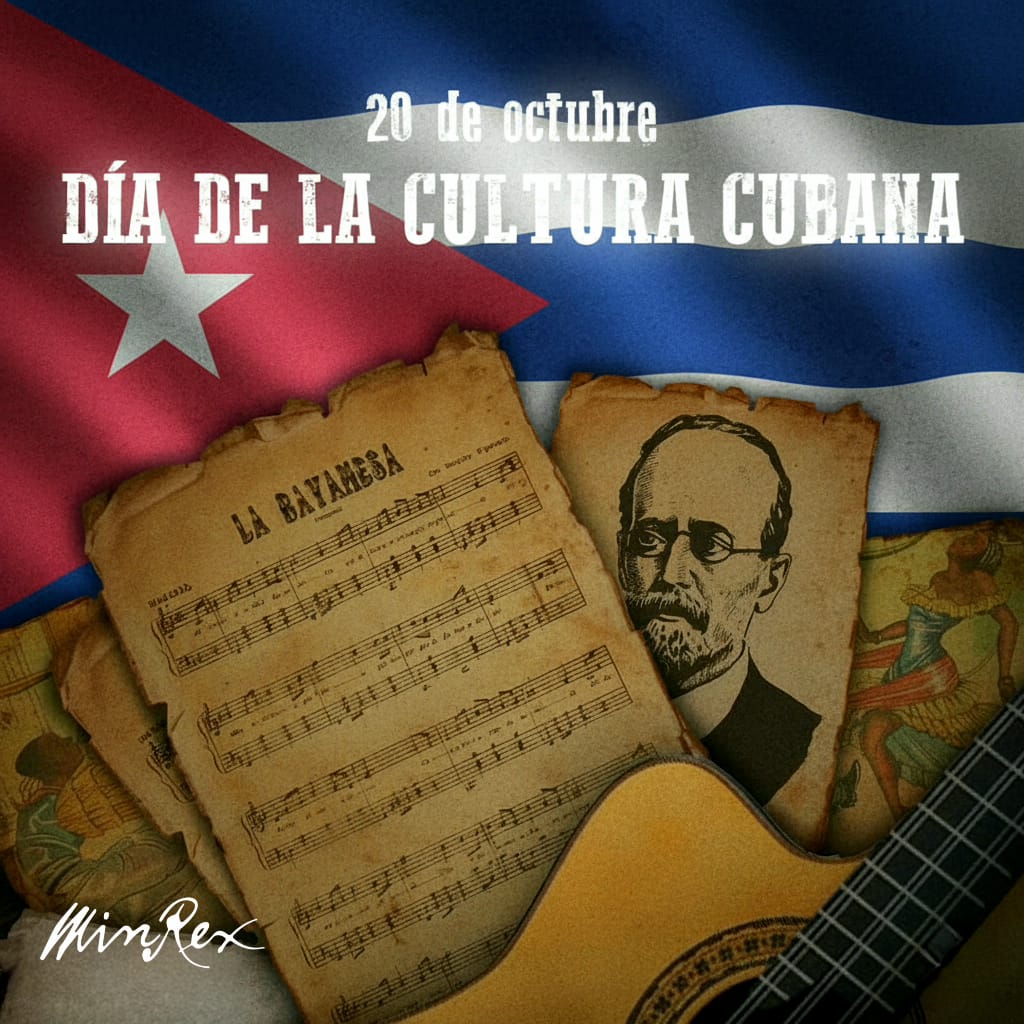 📌Este 20 de octubre celebramos el Día de la Cultura Cubana, recordando que se entonó por primera vez nuestro Himno Nacional hace 157 años.

Hoy, las cubanas y cubanos, donde quiera que se encuentren, continuarán enalteciendo nuestras tradiciones e identidad porque
#CubaEsCultura