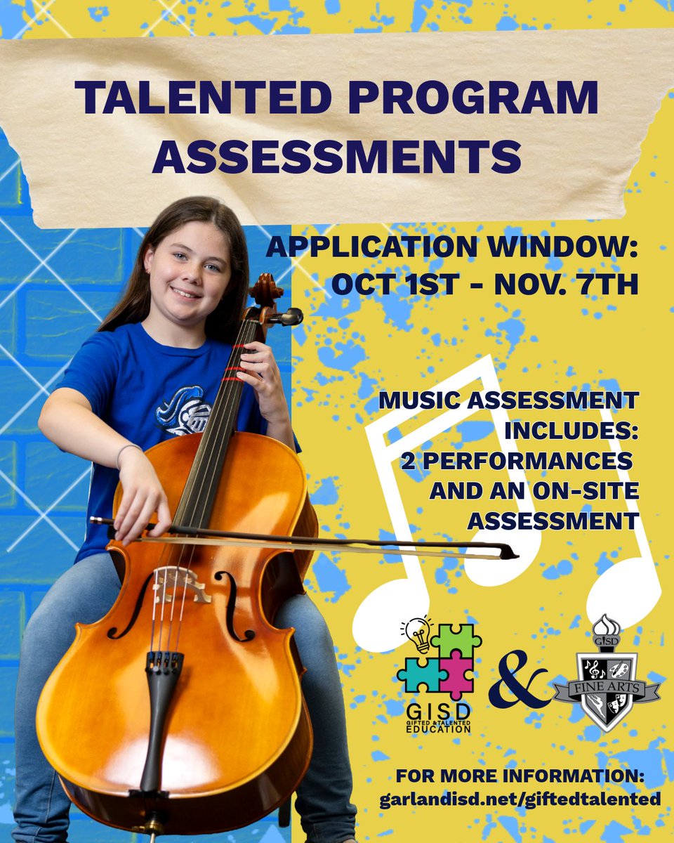 Do you know a student in grades 1–7 with exceptional musical talent or advanced artistic skills? 
Our Gifted and Talented programs are designed to help them grow and shine!  The application window is now open and closes November 7. 
🎶 Music applicants will complete two