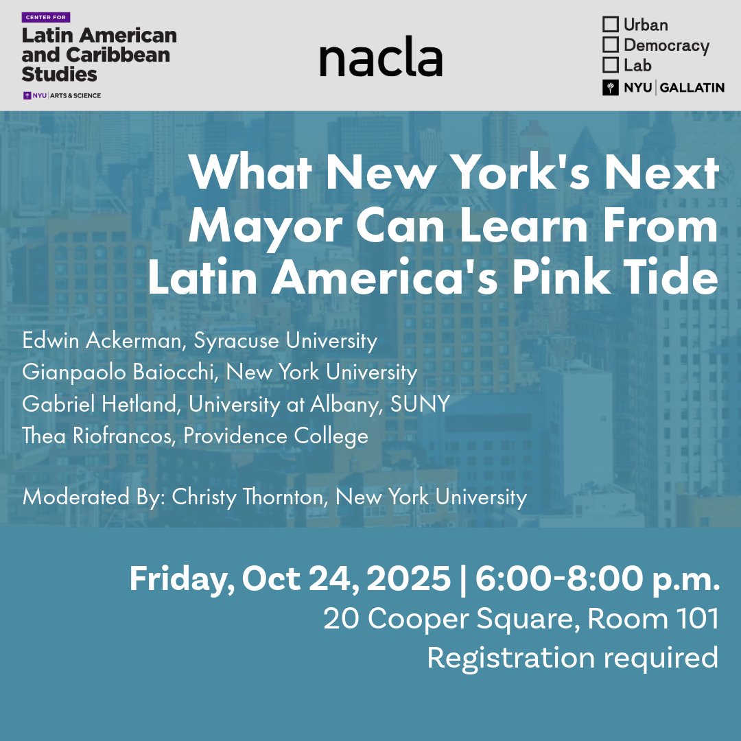 triofrancos's tweet photo. 🚨NYC🚨I will be speaking on this panel alongside @GabrielHetland @edwinackerman @gpbaiocchi moderated by @llchristyll at NYU this Friday 10/24 -- join us! 

Register here: https://t.co/8D4emeodrj https://t.co/9MljFEoXXJ