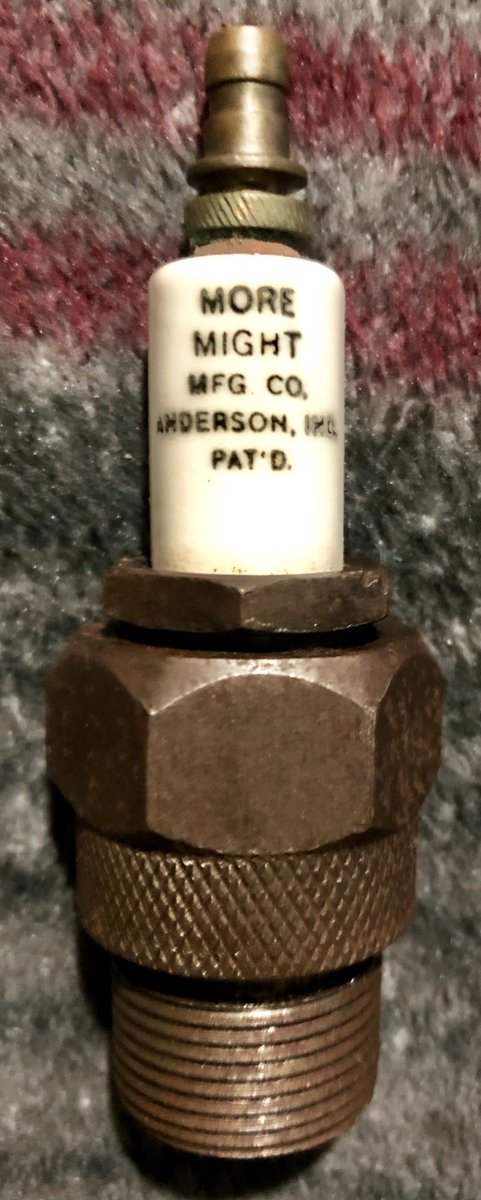 Addie’s Daily Oddities:

A More Might spark plug

It was made in the 1910’s in the town of my birth, and last time I heard, it was one of 2 known to still exist

Anderson was a huge industrial town 100+ years ago, and unfortunately is a ghost of its glory days.

<a href="/minkaodysseus/">Minka Odysseus</a>