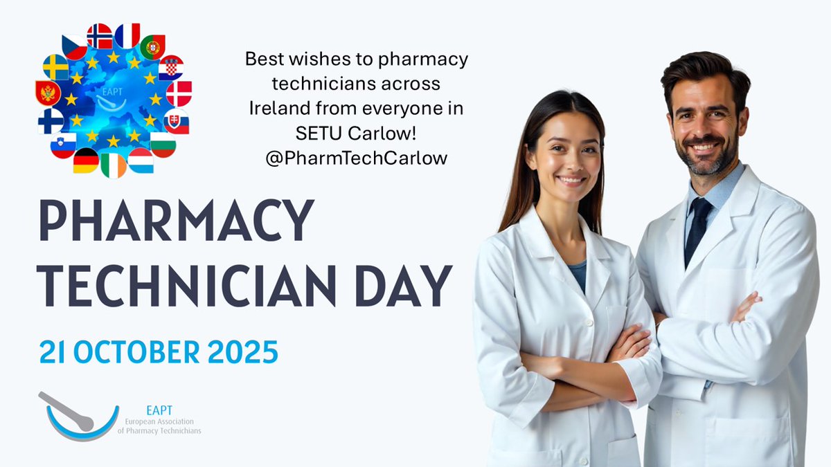 Celebrating pharmacy technicians across Ireland on Oct 21st! <a href="/SETUIreland/">South East Technological University</a> <a href="/NAHPT/">NAHPT Ireland</a> #PharmacyTechnician