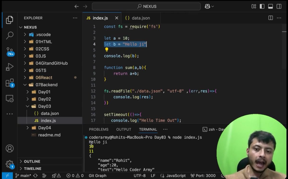 CHAYAN78905's tweet image. 🚀 #Day3 / #100DaysOfBackend 🎯
 Backend Development Journey | #CoderArmy ⚙️

📌 Today&apos;s Topic:
Understanding  libuv , its internal working, and how Node.js reads files (fs module) under the hood! 💡

Big thanks to @rohit_negi9 Bhaiya for an insightful explanation! 🙌
#backend