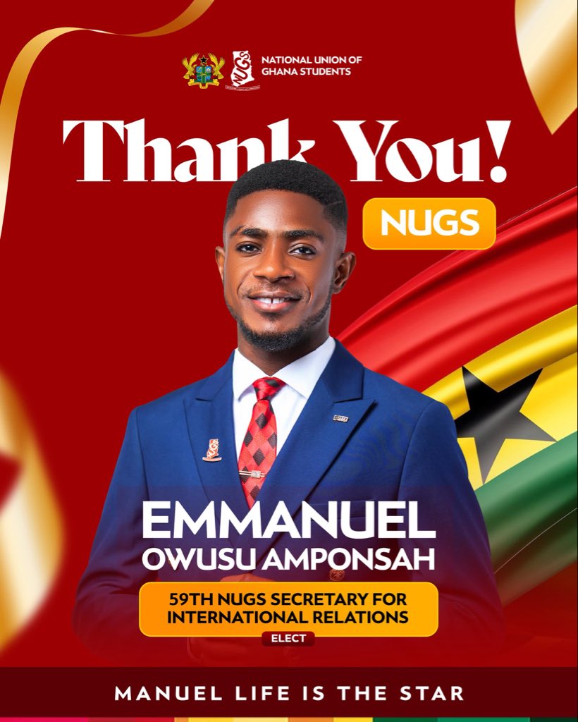 Elected to serve, ready to deliver. The STAR is humbled by your Support, Let’s build stronger international ties together! 🌍 #NUGS59
#ManuelLifeIsTheStar

#HopeNotFear
#NkoranzaNyameTease🔥🔥🔥