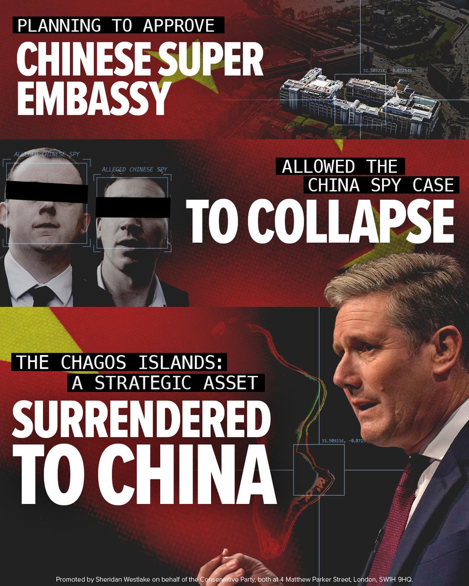 From the Proposed Embassy to the Chagos Islands, China have walked all over Keir Starmer. 

A man without a backbone. Too weak to stand up for Britain.