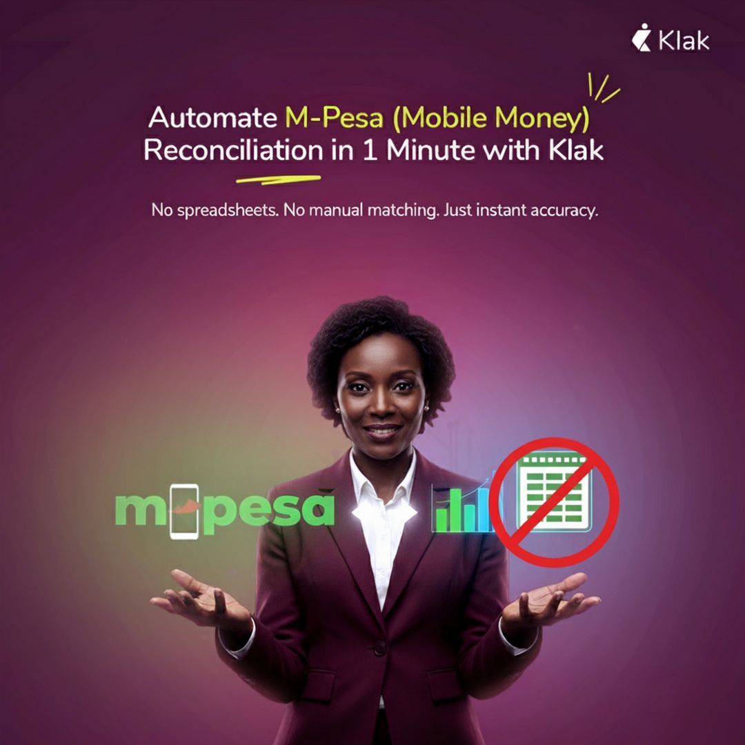 useklak's tweet photo. Still reconciling M-Pesa transactions manually?

Klak does it under 1 minute, no spreadsheets, fully automated.
Stop spending hours on what Klak can do in seconds.

Visit https://t.co/2PttitTcpD to get started. 

#UseKlak #FinanceAutomation #Mpesa #Reconciliation https://t.co/6rrxGemhr6