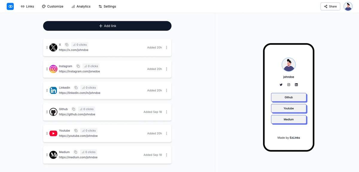 ezlinksbio's tweet image. 🚀 Come join EzLinks — the easiest link in bio tool out there!

Create your own beautiful page in seconds — and the best part?
💯 It&apos;s 100% FREE. Forever.

Start now 👉 ezlinks.bio

#EzLinks #LinkInBio #FreeForever