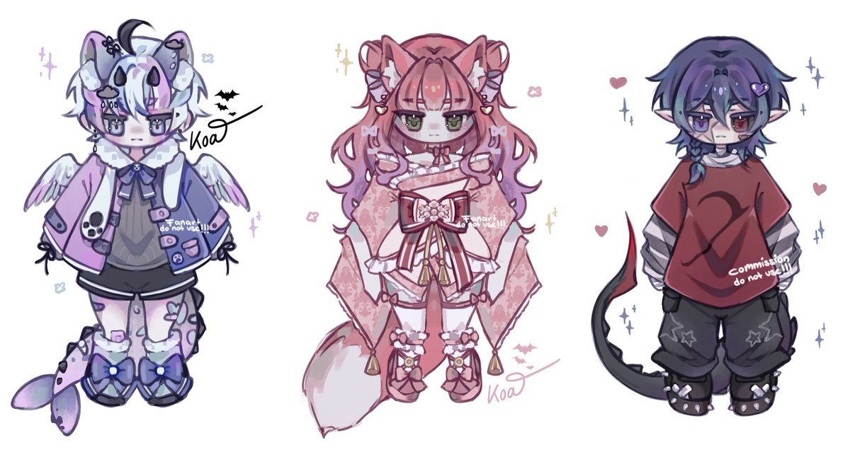 YCH chibi sketch commissions for 7€ on Vgen atm🍂
1: for <a href="/wijwitchangel/">|| Angel || Witch || 💕</a> 
2: for <a href="/Noratune_/">Nora 🪷 Nogitsune VTuber</a> 
3:for @ /i.am.hayashi on insta