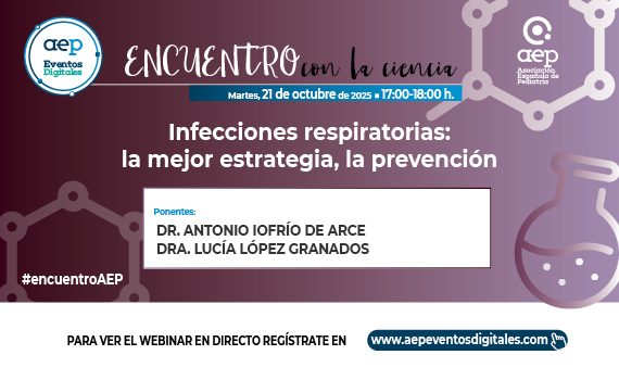 CAV_AEP's tweet image. No te pierdas mañana martes 21 de octubre, 17:00h, un nuevo webinar de Encuentro con la Ciencia: Infecciones respiratorias, la mejor estrategia, la prevención; con @AntonioIofrio y @luciagranados82, miembros del CAV-AEP. 
Te esperamos!
Inscripciones: aepeventosdigitales.com/courses/info/9…