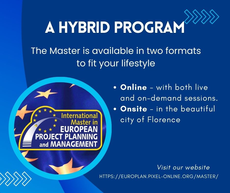 PixelFirenze's tweet image. A HYBRID PROGRAMME
The online program is delivered via a highly interactive e-learning platform with synchronous and asynchronous attendance options.
europlan.pixel-online.org/master/landing…
#projectmanagement #EuropeanProjects #internationalcareers #EuropeanProjectManagement