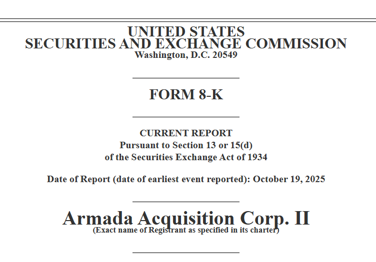 Still apprehensive about XRP?
🚀 Big move in the #XRP ecosystem:
🔹 <a href="/Ripple/">Ripple</a> backs a SPAC — Armada Acquisition Corp. II merges with Evernorth Holdings Inc. (ticker “XRPN”) targeting &gt; $1 B in proceeds.
🔹 Ripple is a named party in the deal &amp; co-investor.
🔹 Evernorth plans to use