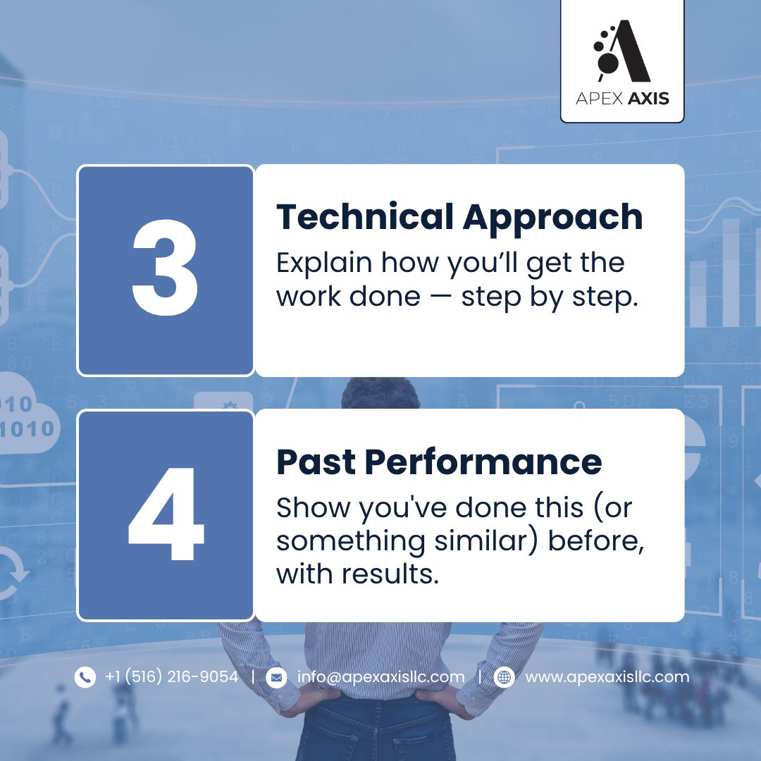 ApexAxisLLC's tweet image. 🚀 Don’t let small mistakes cost you big contracts!
Check out the 10 things your government proposal must include to stay competitive.
#GovCon #SmallBusinessTips #GovernmentProposals #ApexAxisLLC #ProposalWriting #BusinessStrategy #ContractOpportunities #FederalMarketplace