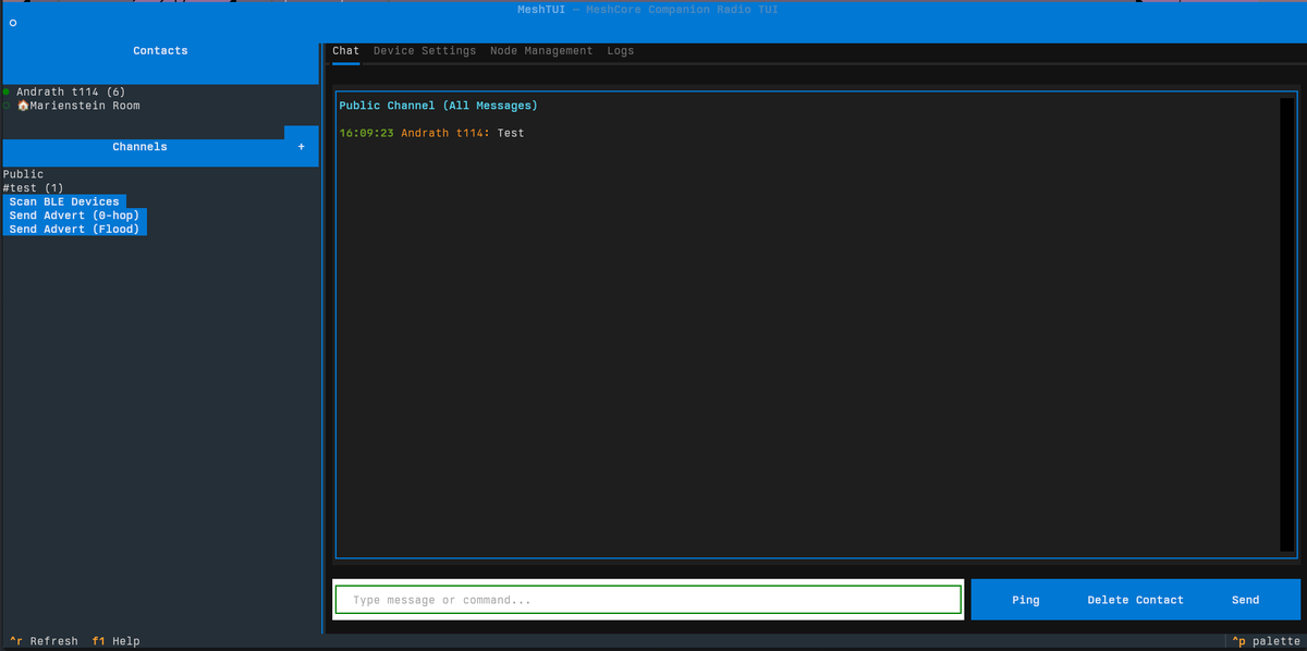 Andrath1975's tweet image. textual-based meshcore TUI I built: 

pypi.org/project/meshtu…

#meshcore #lora