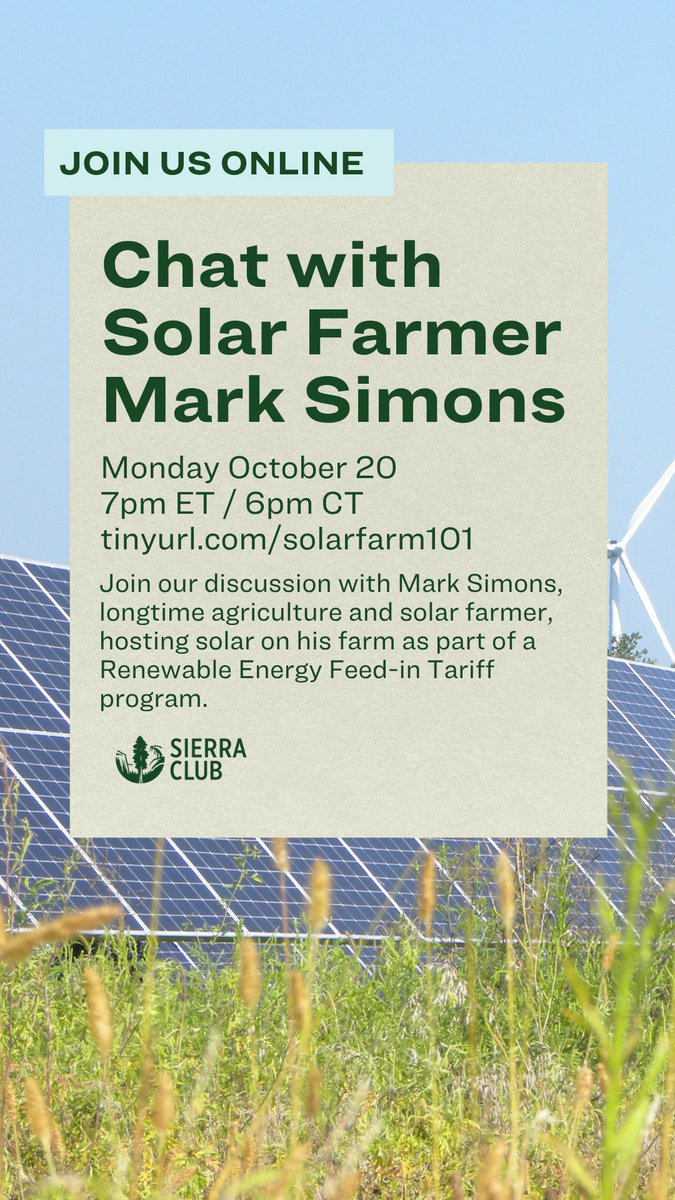 Join us on Monday to learn from Mark Simons about hosting solar on your farm! Register at tinyurl.com/solarfarm101
