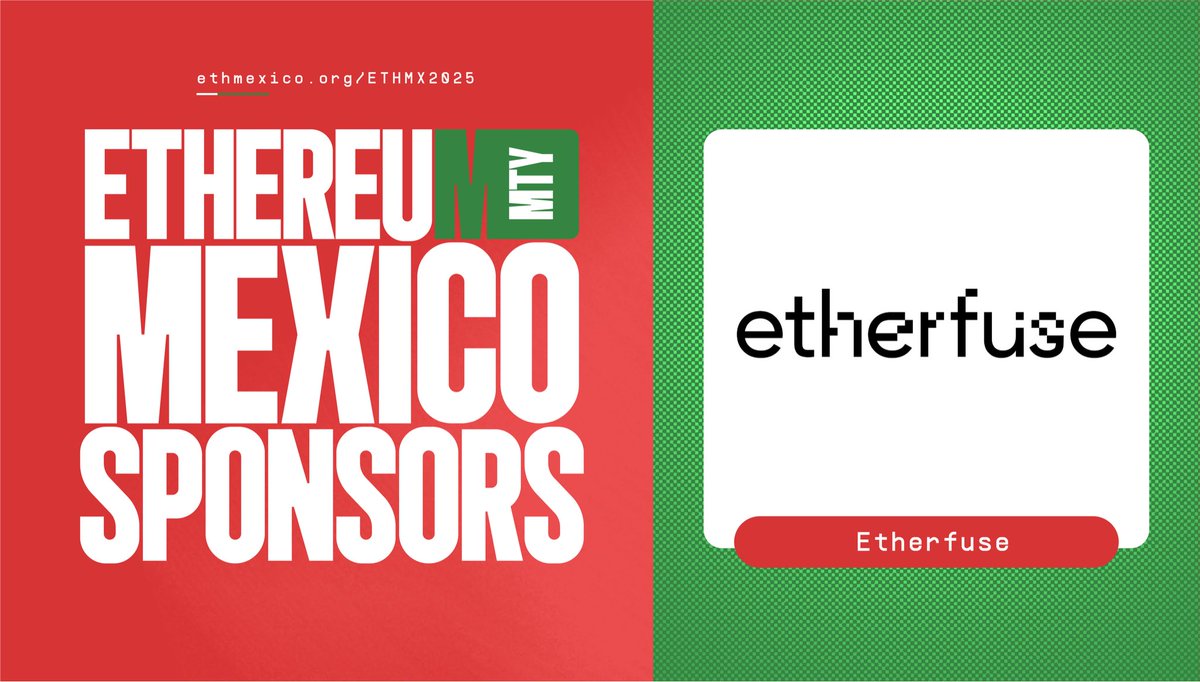 Ethereum Mexico 🇲🇽 (@ethereum_mexico) on Twitter photo Monterrey se consolida como el próximo hub de innovación Web3.🚀
🤠 <a href="/etherfuse/">etherfuse</a> se pone el Texano Hat Hacker como sponsor de #ETHMexico2025 🇲🇽
Un gran evento necesita grandes aliados. ¡Gracias por ser parte! 🤝 Monterrey se consolida como el próximo hub de innovación Web3.🚀
🤠 <a href="/etherfuse/">etherfuse</a> se pone el Texano Hat Hacker como sponsor de #ETHMexico2025 🇲🇽
Un gran evento necesita grandes aliados. ¡Gracias por ser parte! 🤝