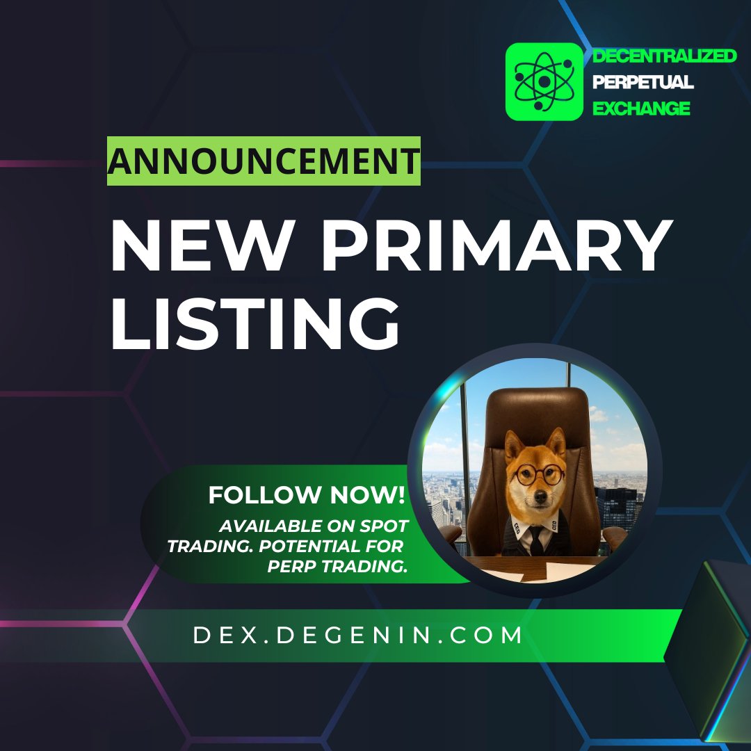 ⭐️Decentralized Perpetual Exchange is announcing exclusive primary listing for <a href="/CEO_onbnb/">CEO</a> $CEO

✅Currently available on spot trading, with the potential to be listed on perpetual trading.

🔗Trade now: dex.degenin.com/spot/bsc/CEO_B…
 $ETH $pDGN