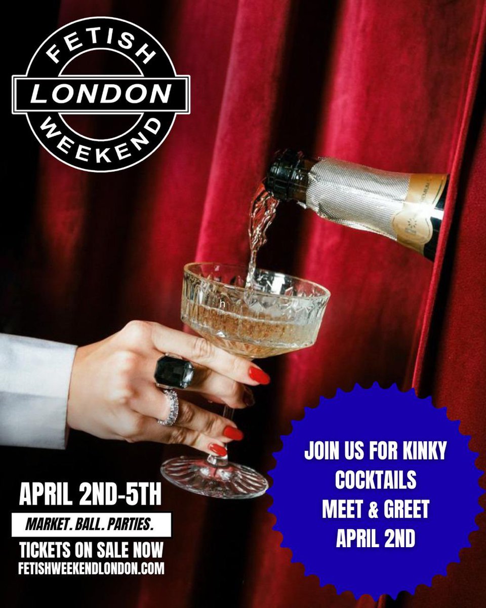 Want to mingle before the main event?

Come and have kinky cocktails at the FWL meet &amp; greet

THURSDAY 2ND APRIL 2026

No ticket required but register your attendance here; fetishweekendlondon.com/tickets/#book