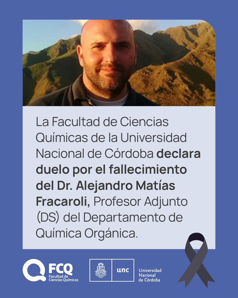 🙏Con profunda tristeza despedimos a Alejandro Fracaroli; profesor, colega y amigo de esta Casa de Estudio. Su partida deja un vacío inmenso en nuestra Facultad y en la ciencia argentina.