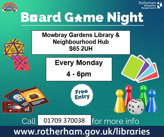 Stag_RosePPG's tweet image. #mondayfunday at Mowbray Gardens Library S65 2UH

Games night 4pm, a variety of board games for this evening.

#Dominoes #draughts #chess #snakesandladders #ludochallenge and more - SEE you there.

You will be AMAZED #whatson at your #locallibrary rotherham.gov.uk/libraries