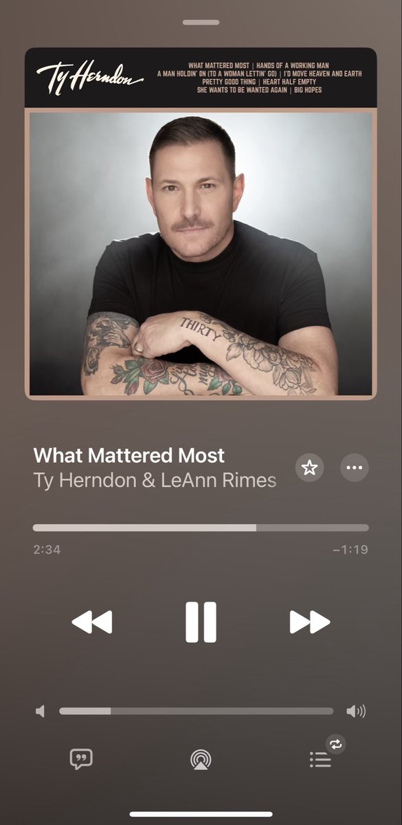 Loving the new <a href="/TyHerndoncom/">Ty Herndon</a> album “Thirty, Vol.1” featuring re-imagined versions of his classic hits, along with wonderful guest vocalists. This version of “What Mattered Most” with <a href="/leannrimes/">leann rimes cibrian</a> is a beauty!
