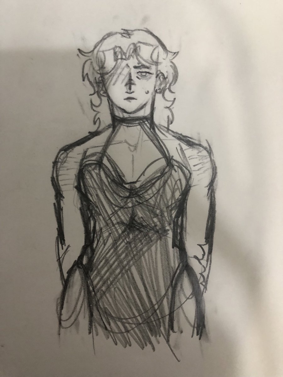 Psych0punktw1nk's tweet image. I’m sad asf rn and I tried cheering myself up by wearing a dress, didnt work lol I just feel ugly and disgusting 

//I WANTED TO POST THIS MB.. also forgot to put bandages over his shoulders mb
#mohawkwilliam #doodle #dress