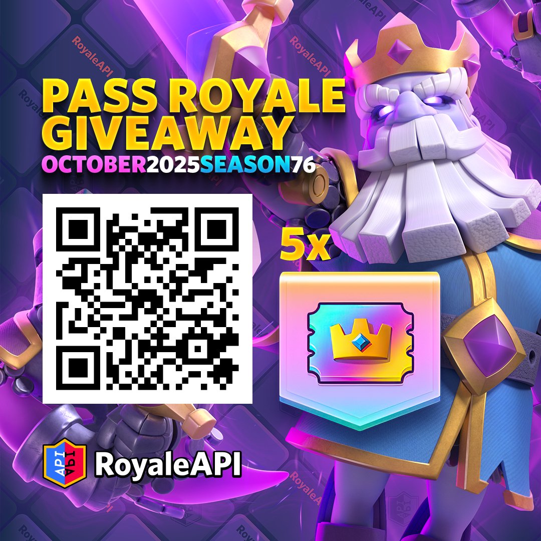 We’re giving away 5x Pass Royales to celebrate the return of the Clash Royale 20 Win Challenge! on.royaleapi.com/pass5give